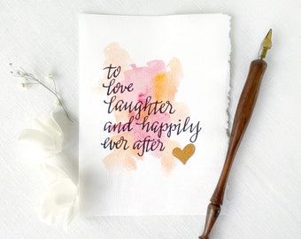 Romantic Card, Anniversary Card, Engagement Card, Happily Ever After Card for Girlfriend, Boyfriend, Husband, Wife, Original Calligraphy