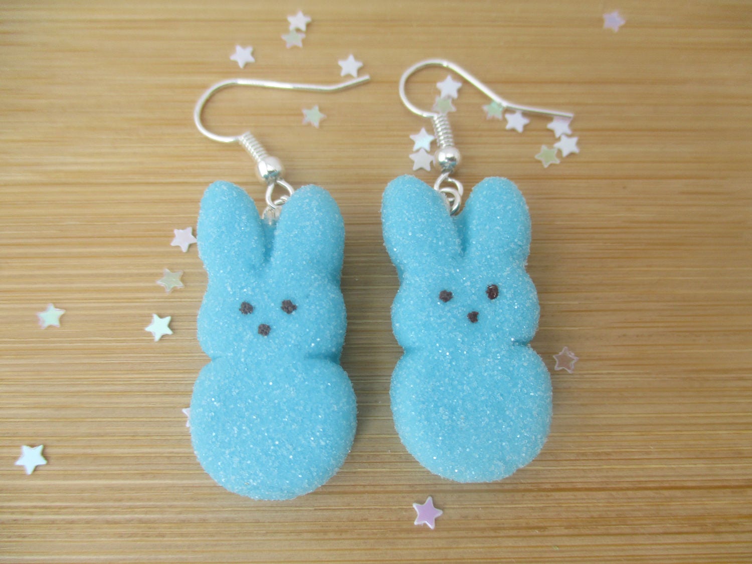Blue Bunny Peeps Earrings Handmade Polymer Clay Kawaii Etsy