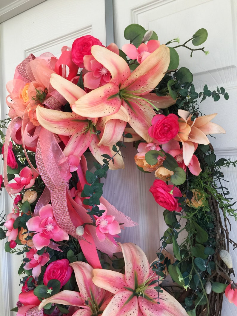 Home Decor Wreath Silk Floral Wreath Door/wall Hanging Etsy