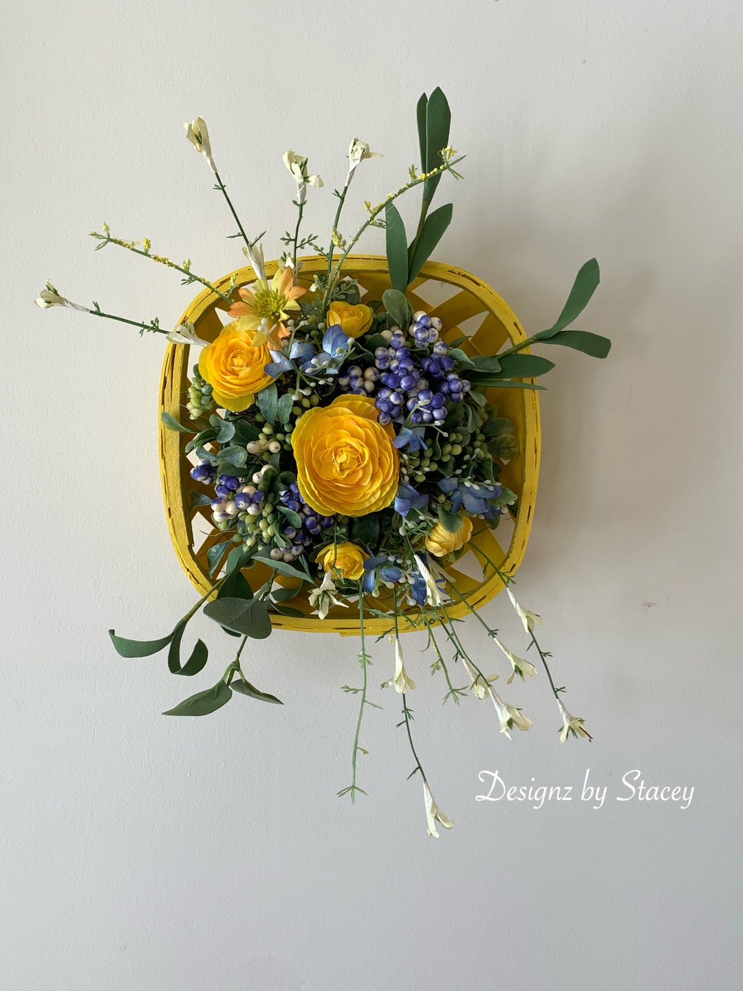 Wall/door Hanging Basket Floral Arrangement, Hanging Basket Floral