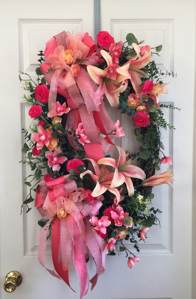 Home Decor Wreath Silk Floral Wreath Door/wall Hanging Etsy