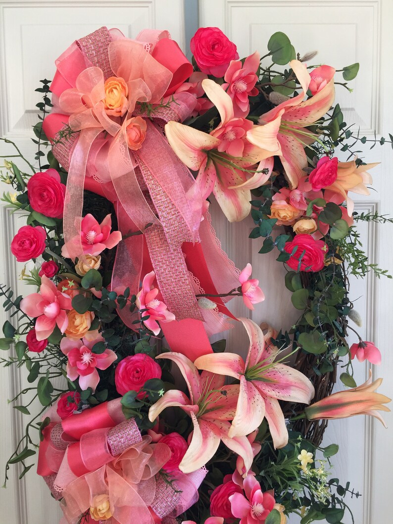 Home Decor Wreath Silk Floral Wreath Door/wall Hanging Etsy