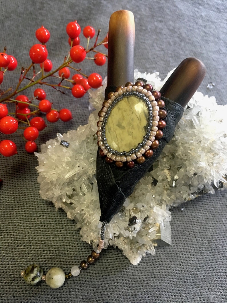 Bead Embroidered Kuripe Shamanic Hap\u00e9Rap\u00e9 Self Applicator Pipe