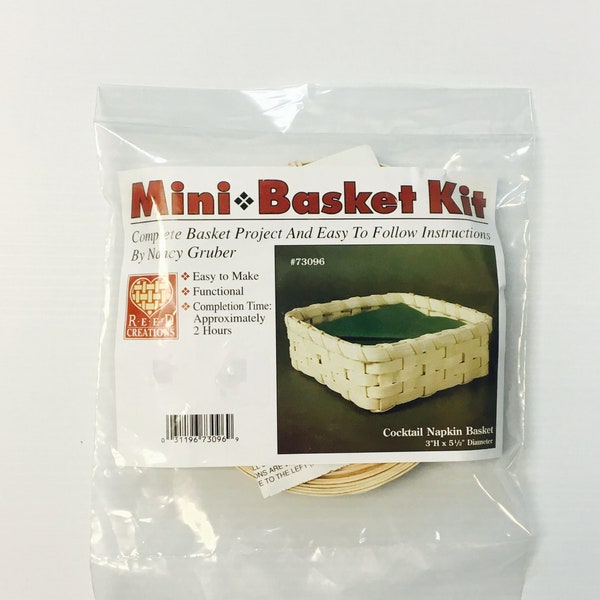 Basket Weaving Kit Cocktail Napkin Basket, Complete Basket Making Kit, Beginner Basket Kit, Reed Baskets,