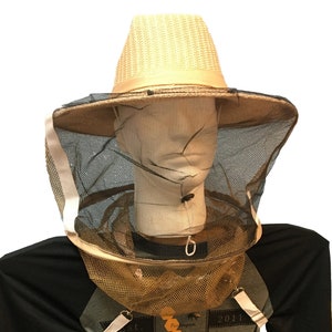 Straw Hat Veil Combo for Keeping Bees, Bee keeper Veil, Beekeeping Hat, Honey Bee PPE, Beekeeper Veil