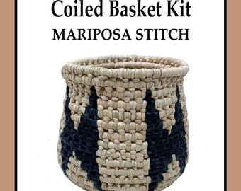 Coiled Basket Kit Mariposa Stitch, Basket weaving kit, Traditional Craft Kit, Basket Raffia, Basketry, Spiral Basket Kit, Tween Gift,