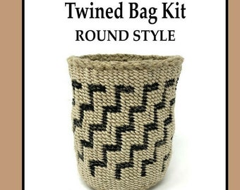 Twined Round Bag Basket Kit, Basket weaving kit, Traditional Craft Kit, Basket Twine, Basketry, Creative Craft Kit, Tween Gift,