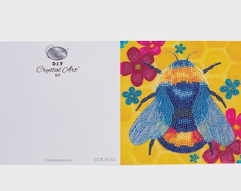 Crystal Art Card Kit, Floral Honey Bee, Craft Kit, Dot Painting, Honey Bee Craft Kit, Art Kits for Tweens, Adult Craft