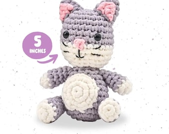 DIY Crochet Cat Amigurumi Kit, T-Shirt Yarn Craft