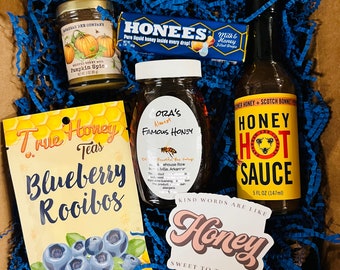 All Things Honey Gift Box, Honey, Honey Hot Sauce, Honey Decal, Honey Candy, Honey Tea