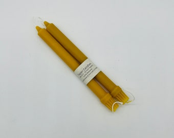 Set of 2 Beeswax 10" Taper Candles, 100% Pure Beeswax, Non-Toxic, Purifying, Mantle Candles, Candle Lit Dinner, Elegant Candles