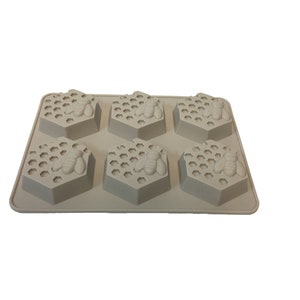 6 Cavity Hexagon Honey Bee Mold, Soap Mold, Beeswax Mold, Bees Wax, Honeybee mold, Honey Comb Mold, Soap Supplies, silicone mold, honeycomb