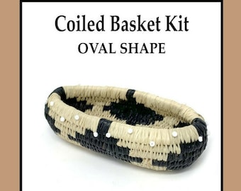 Coiled Oval Basket Kit, Basket weaving kit, Traditional Craft Kit, Basket Raffia, Basketry, Spiral Basket Kit, Tween Gift,