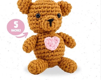 Amigurumi Crochet Bear Kit, T-Shirt Yarn, Complete DIY Craft