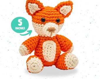 DIY Crochet Fox Kit, T-Shirt Yarn Amigurumi, Tween Craft Project