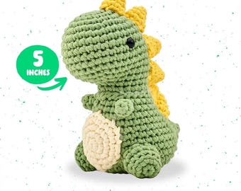 DIY Crochet Kit, DIY Dinosaur Kit, Bucilla Amigurumi, Tween teen Christmas Gift, Fun Project Knitting Kit T-Shirt Yarn, Complete Craft Kit