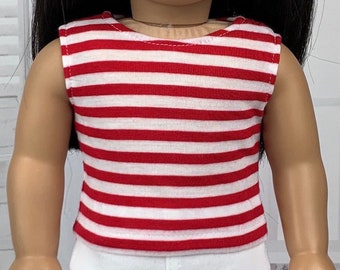 Red & White Striped Tank Top - 18 inch Doll Clothes made to fit 18" Dolls