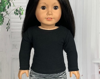 Red Black or Orange Long Sleeve Tee T-Shirt fits American Girl Size Doll