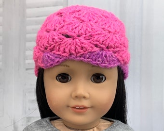 18” Doll Hat - Pink and Purple Sparkle  Crocheted Hat - Made to fit 18" Dolls