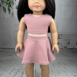 Dusty Rose Crop Top or Skater Skirt - Circle Skirt - 18 inch Doll Clothes - Made to fit 18&quot; Dolls