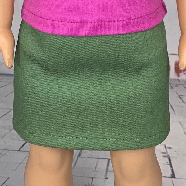 Olive Green Denim Skirt - Doll Clothes fits 18" Dolls