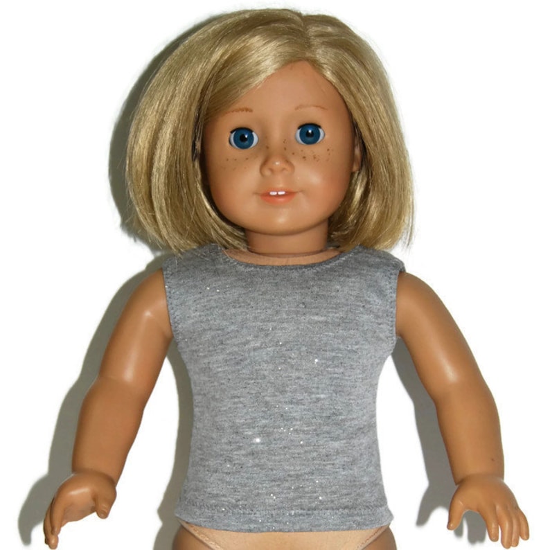 WHITE Ribbed Rhinestone Tank Top fits American Girl Dolls /& Other 18/" Dolls