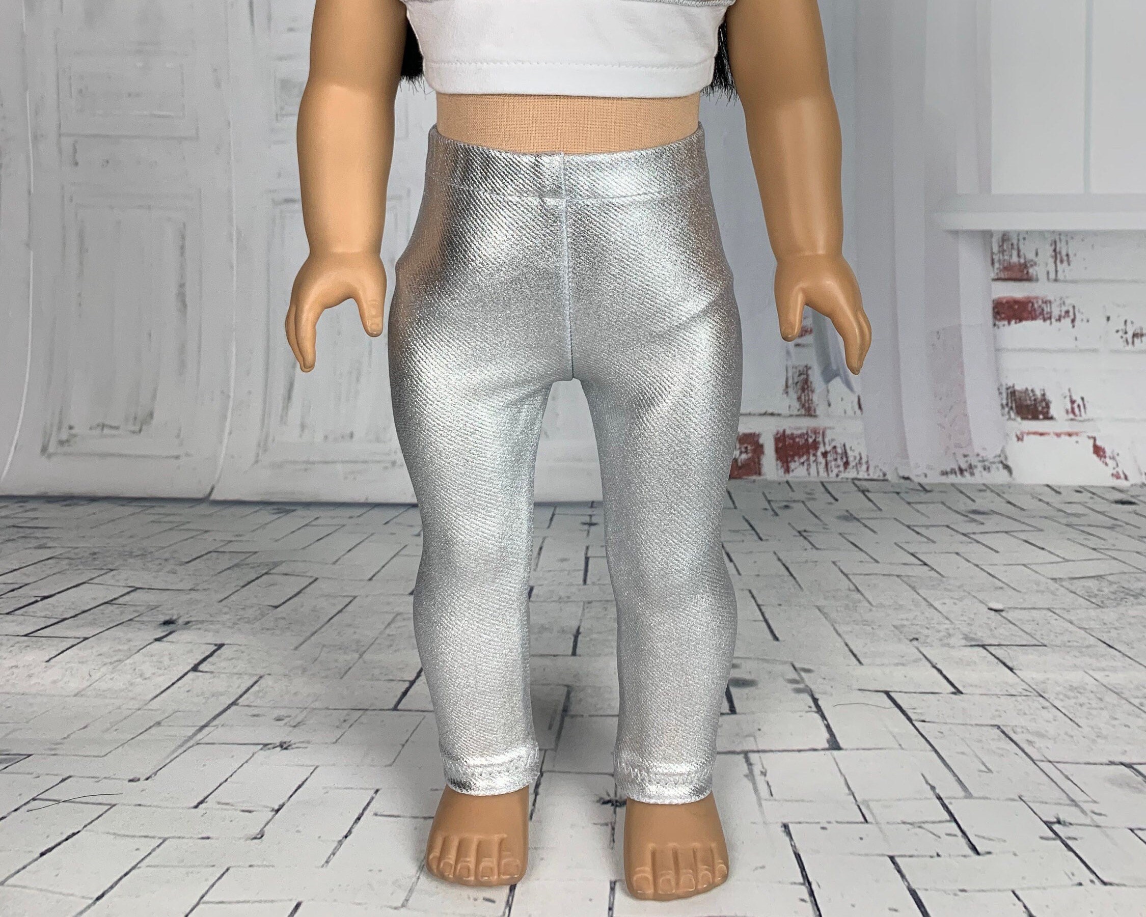 Metallic Silver Leggings Sleek Foil 