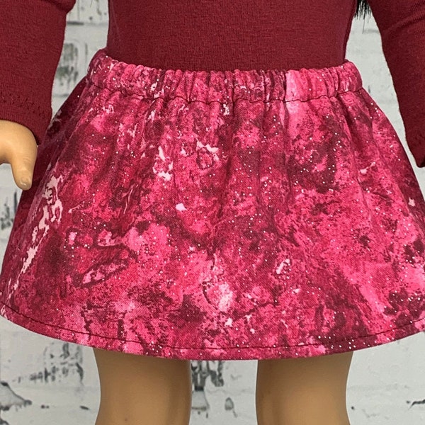 18 inch Doll Skirt - Burgundy & Wine with Glitter - Doll Clothes fits 18" Dolls