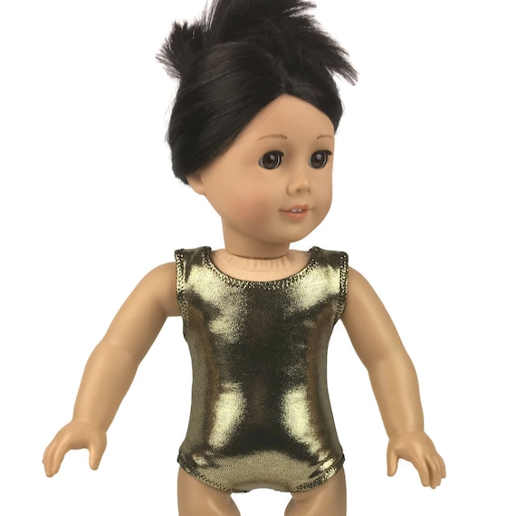 Metallic Black Leotard Gymnastics made for 18/" American Girl Doll Clothes