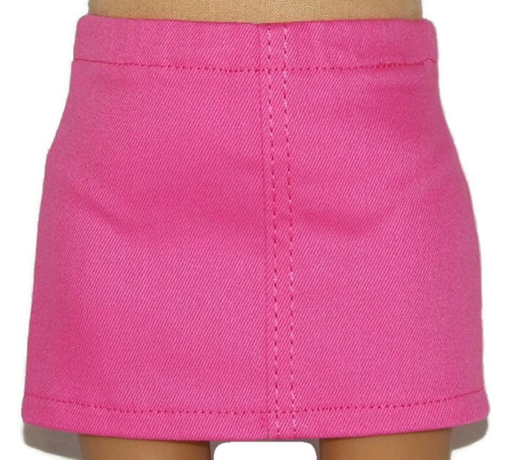 pink stretch denim skirt