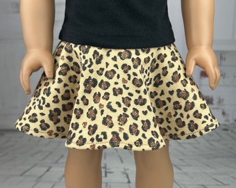 Animal Print Skater Skirt - Cheetah Glitter Print - 18 inch Doll Clothes - Made to fit 18" Dolls