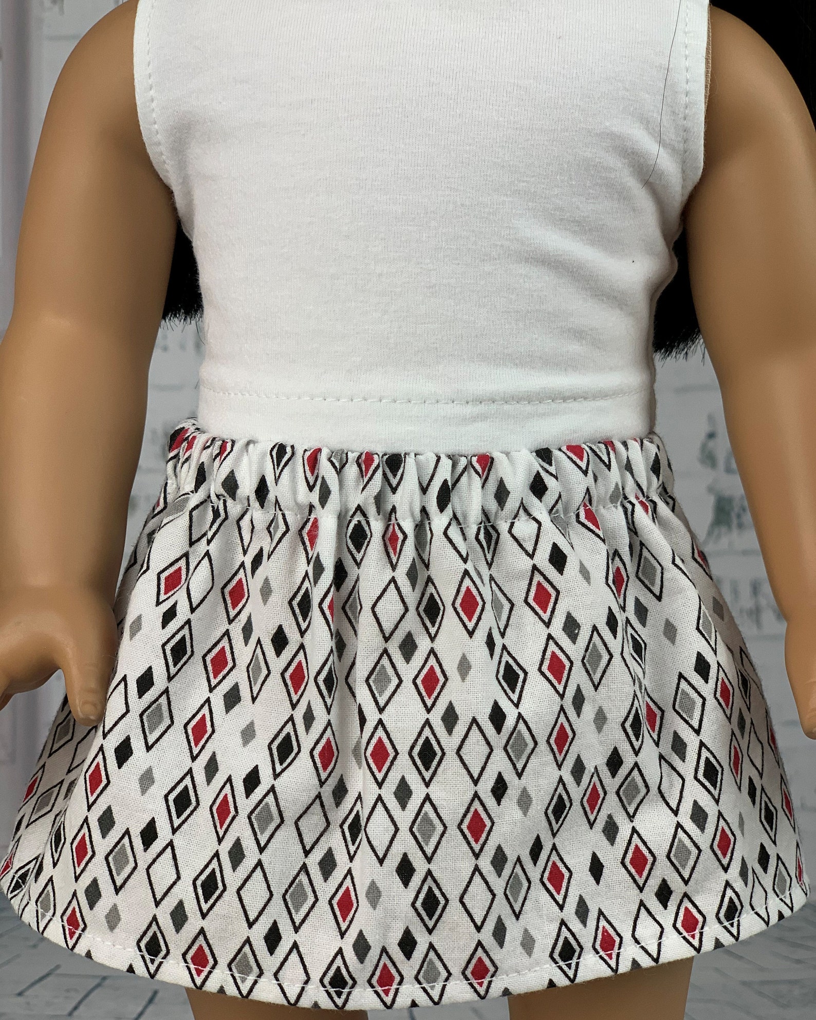 18 Inch Doll Skirt Red Gray & Black Diamonds Doll Clothes Etsy UK