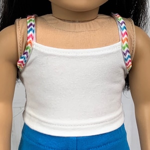 18” Doll Camisole - White with Neon Rainbow Chevron Straps - Doll Clothes made to fit 18&quot; Dolls