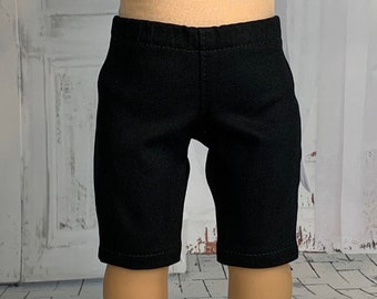Long Black Denim Jean Shorts - Doll Clothes - fits 18" Girl and Boy Dolls