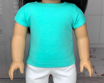 Mint Green Cotton Tee Shirt - Doll Clothes made to fit 18" Dolls