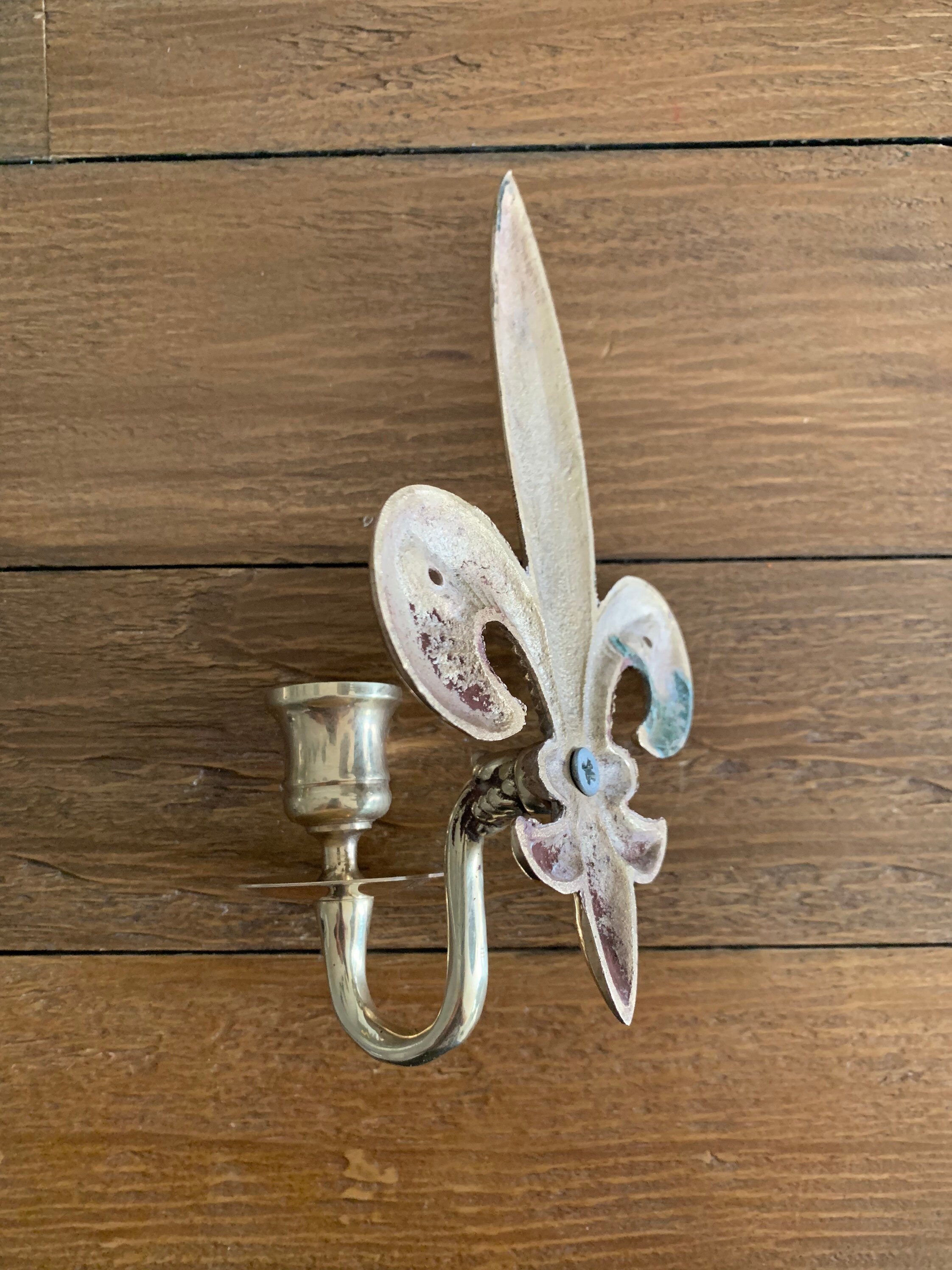 Brass Fleur-de-lis Wall Candle Sconce - Etsy