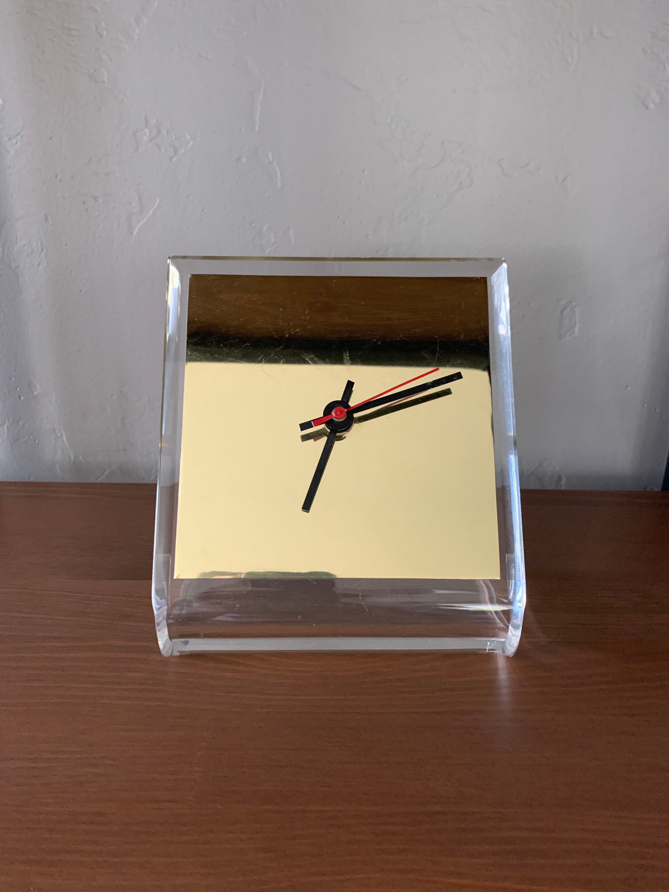 Vintage Acrylic Desk Clock - Etsy
