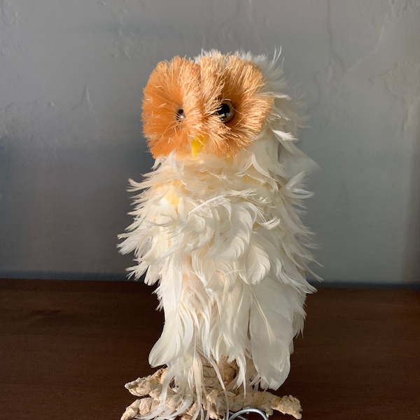 Vintage White feather Owl