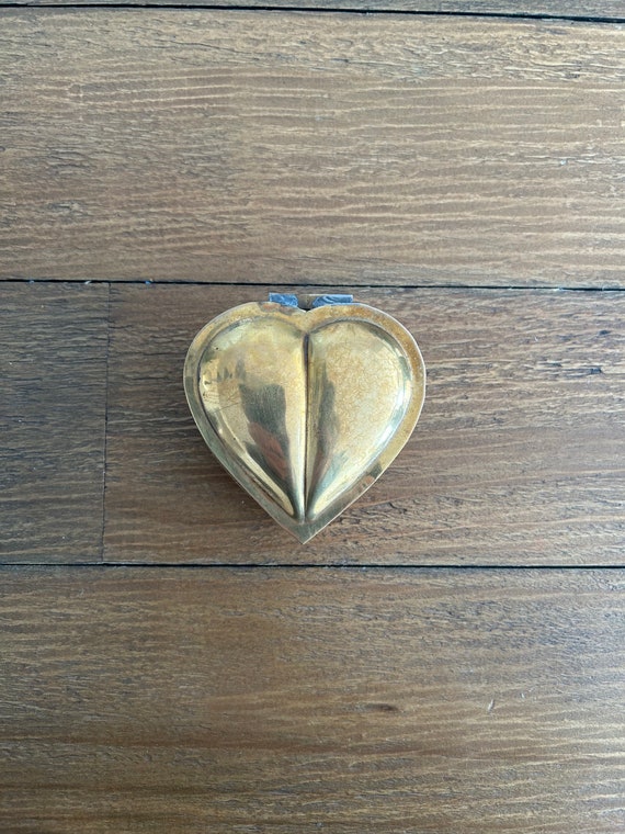 Vintage Brass Heart Shaped Box