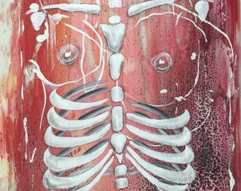 Digital print of abstract skeleton painting