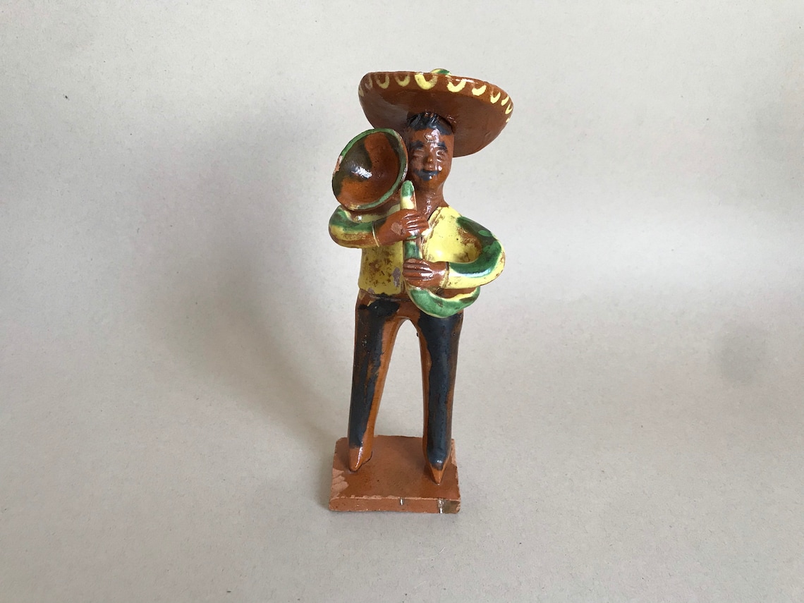 Vintage Mariachi ceramic figure Mexican folk art Etsy