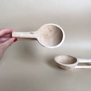 Set of 2 Hand carved wood spoons.