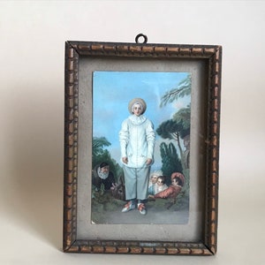 Gilles by Antoine Watteau. Vintage framed postcard image 1