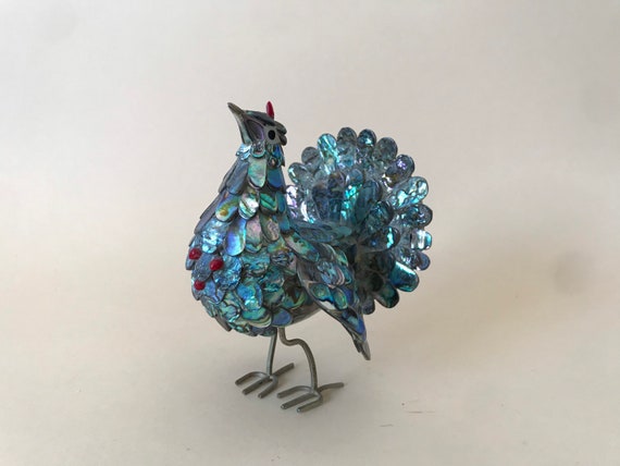 Vintage abalone shell peacock