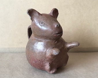 Vintage burnished earthenware animal -piggy bank.