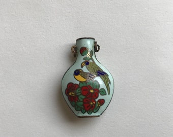 Vintage vase, enamel pendant.