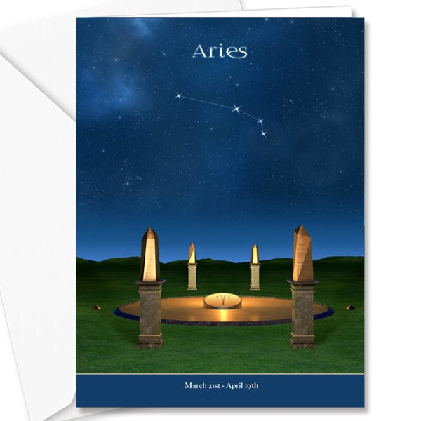 Aries Birthday Card, mystical item, greeting card, birthday wishes, Aries constellation, personalized card, metaphysical gifts, astrology