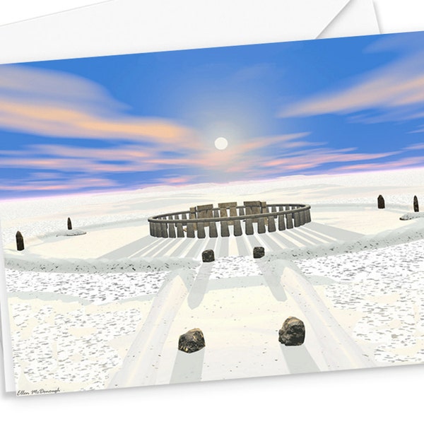 Winter Solstice Holiday Card, christmas card, non-denominational card, mystical holiday card, winter solstice, Stonehenge, greeting card
