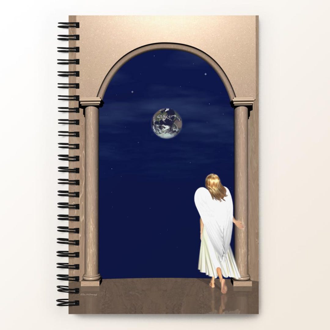 Angel Watching Over Earth Spiral Notebook, Angel Journal, Gift for ...