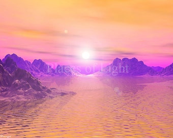 Sunset Vista, mystical art, scenic art print, mystical image, modern art print, ocean scene, art pictures, modern wall art,  sunset